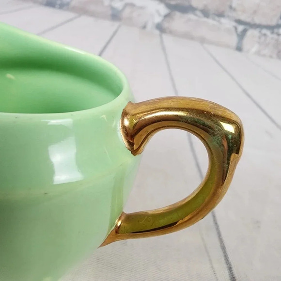 Vintage 1940s Biltons Open  Sugar and Creamer Set England Pistachio Green Gold - Picture 14 of 16